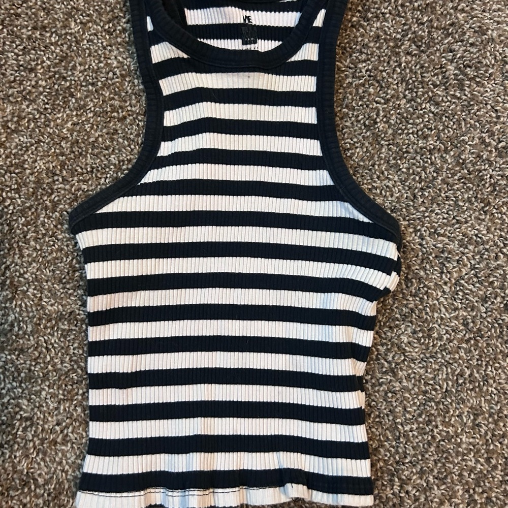 Striped Black and White Sleeveless Top